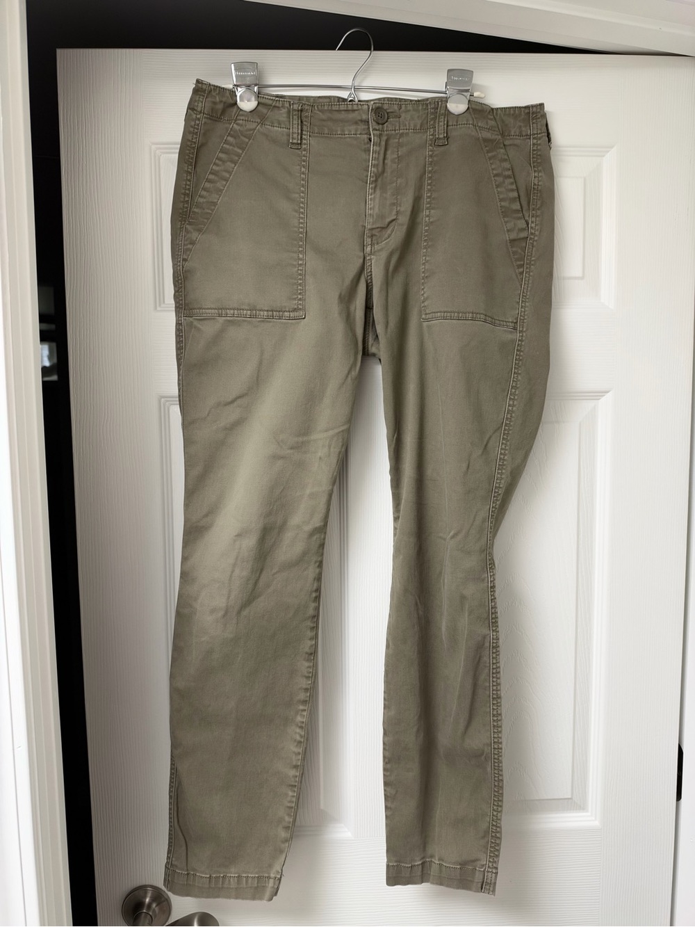 CAbi Olive Cropped Utility Jeans